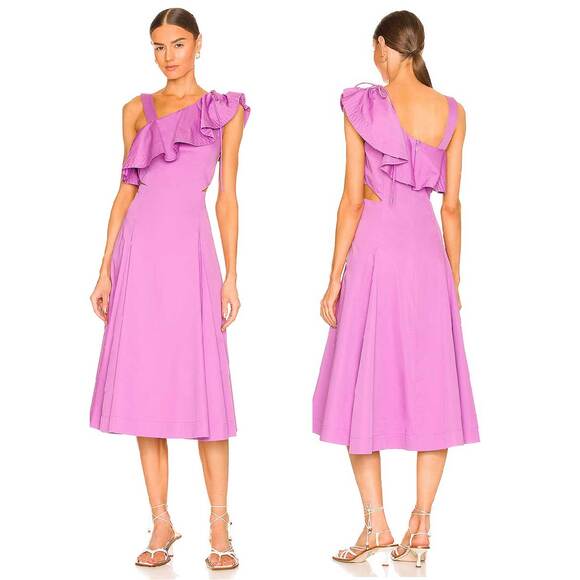 VERONICA BEARD NWT Beilla One Shoulder Maxi Dress in Vivid Orchid Size 12 - Picture 1 of 16